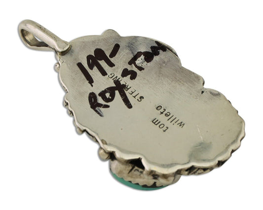 Navajo Pendant 925 Silver Natural Bisbee Turquoise Signed Tom Willeto C.80's