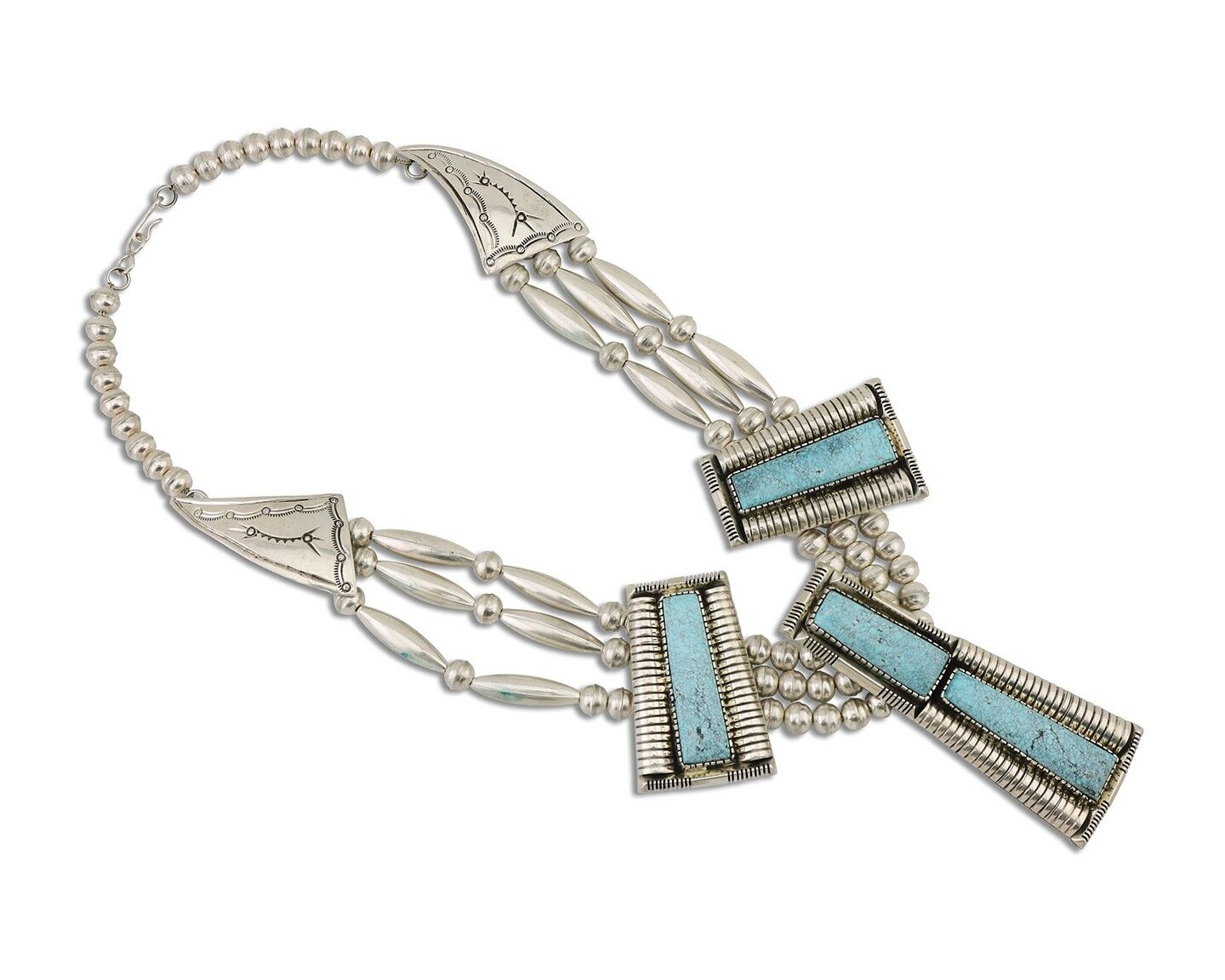Navajo Necklace Mine 8 Turquoise Handmade Artist Signed D C.80's