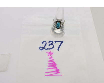 Navajo Ring 925 Silver Sleeping Beauty Turquoise Artist Signed SC C.80's