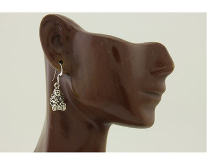 Navajo Earrings 925 Silver Dangle Indian with Kids Native American Artist C.80's