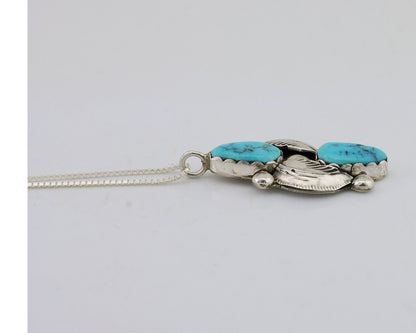 Navajo Turquoise Handmade Necklace 925 Silver Signed Simplicio C.80's