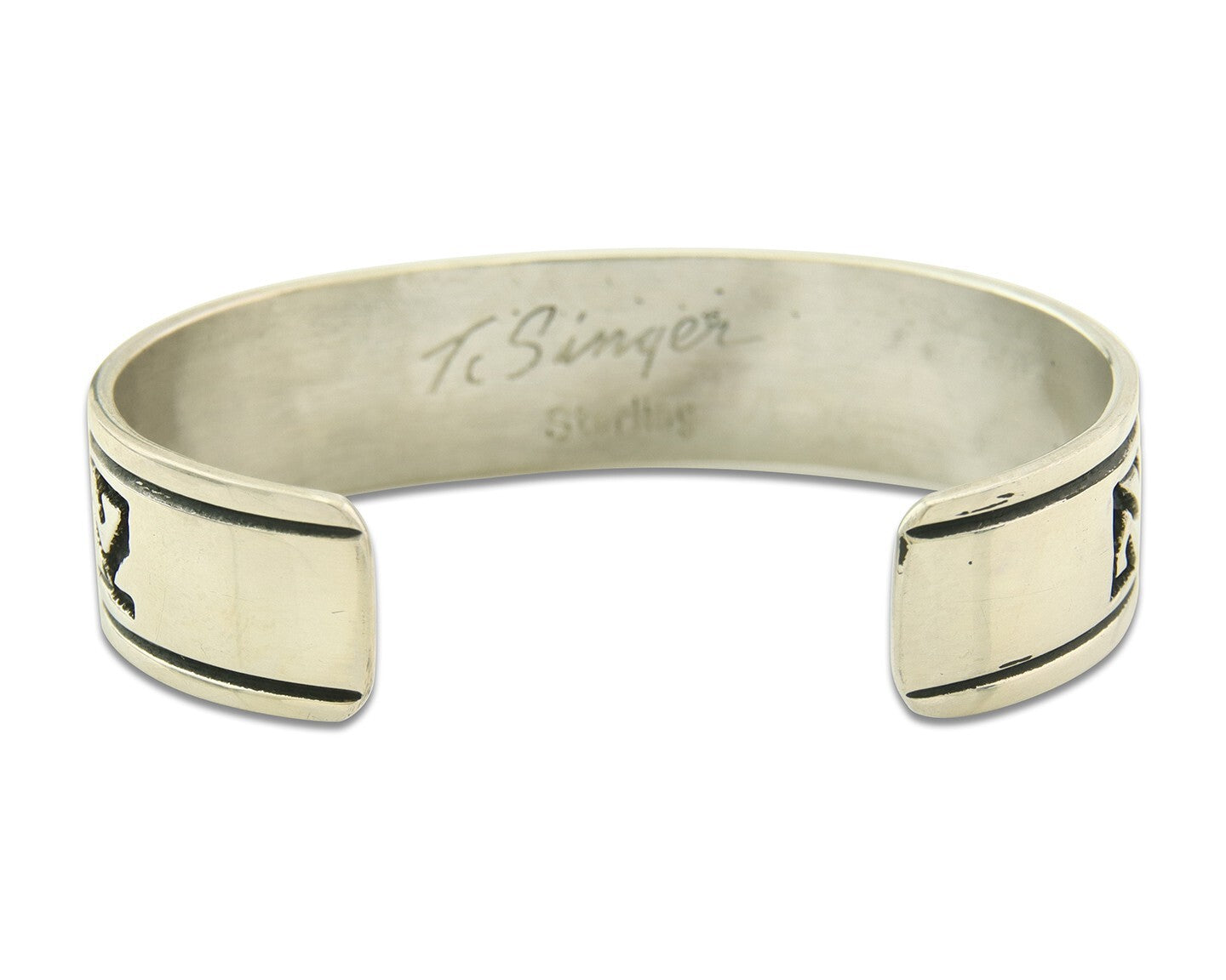 Mens's Navajo Bracelet 925 Silver Artist Signed Thomas Singer Cuff Made 1980's