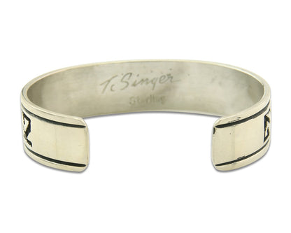 Mens's Navajo Bracelet 925 Silver Artist Signed Thomas Singer Cuff Made 1980's