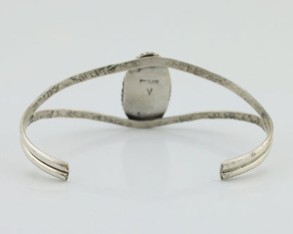 Navajo Bracelet 925 Silver Sleeping Beauty Turquoise Signed Robert Vandover C80s