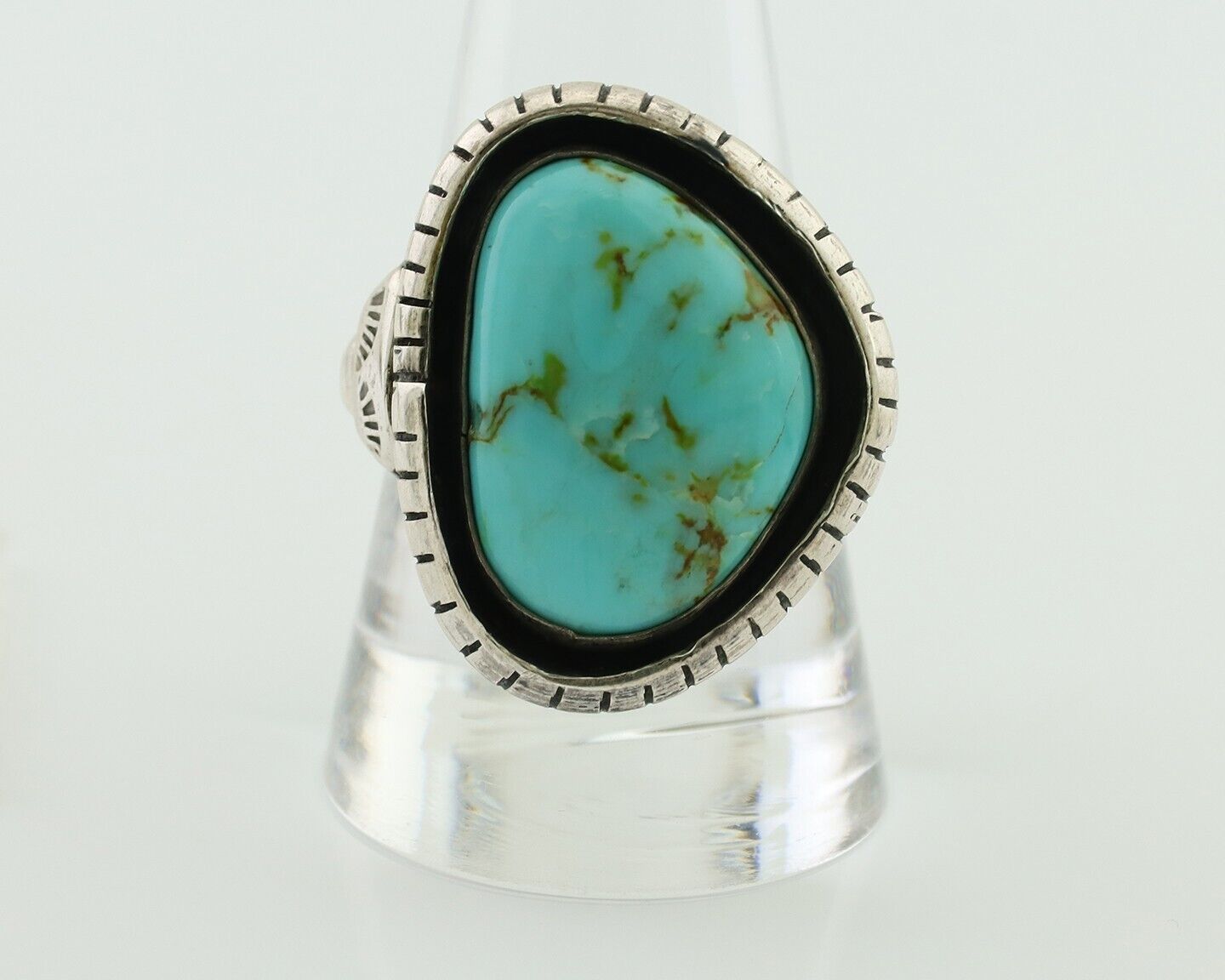 Navajo Handmade Ring 925 Silver Natural Turquoise Signed M Montoya C.80's