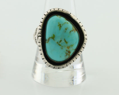 Navajo Handmade Ring 925 Silver Natural Turquoise Signed M Montoya C.80's