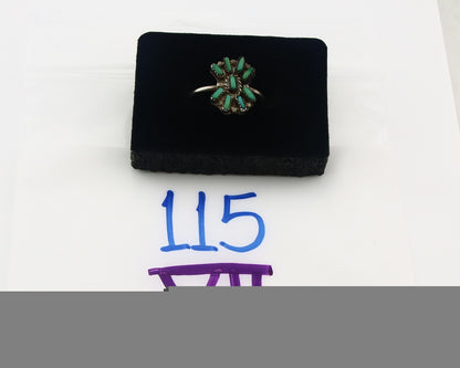 Vintage Zuni Ring 925 Sterling Silver Traditional Authentic Turquoise Size 8.0