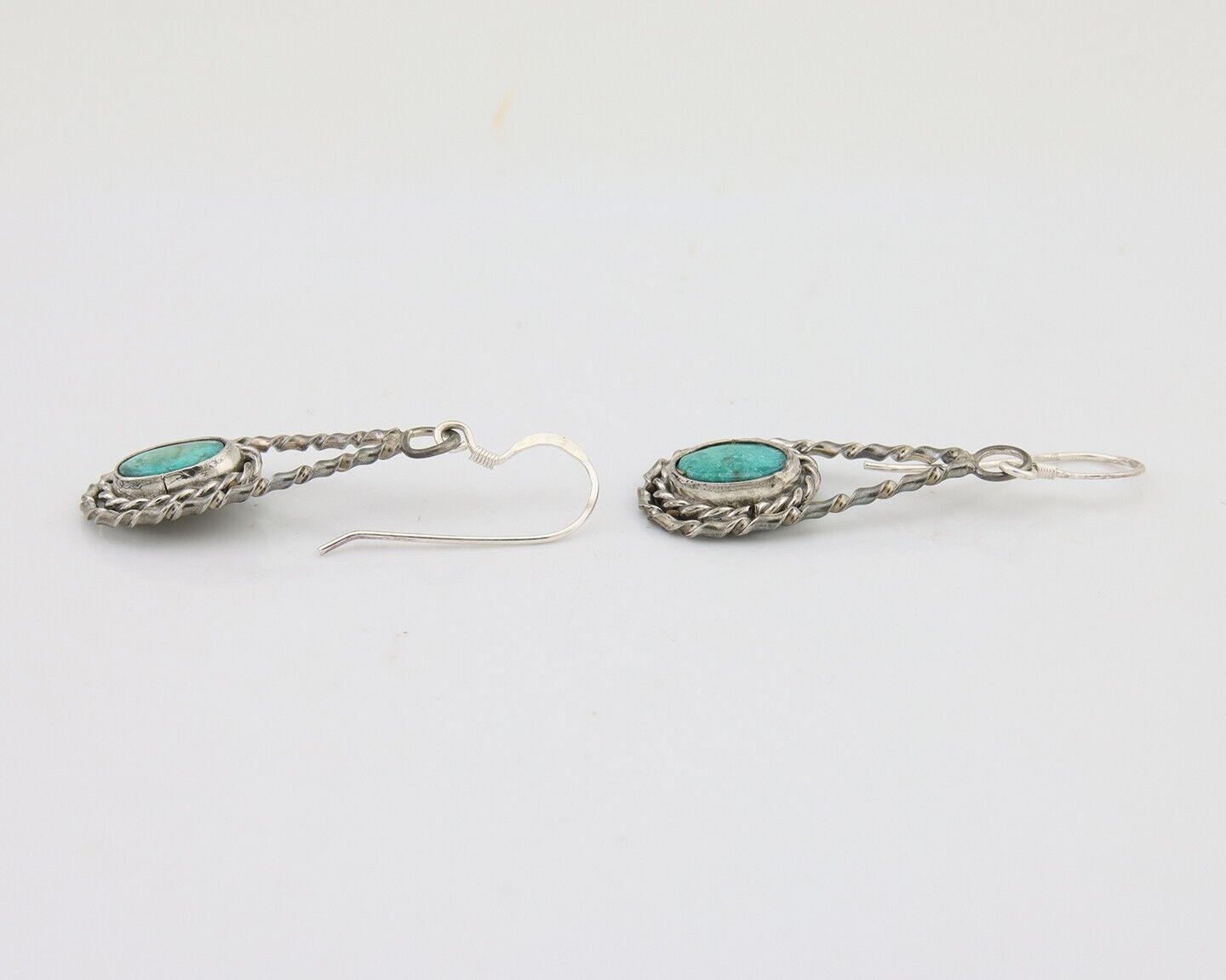 Navajo Dangle Earrings 925 Silver Natural Blue Turquoise Native Artist C.80's