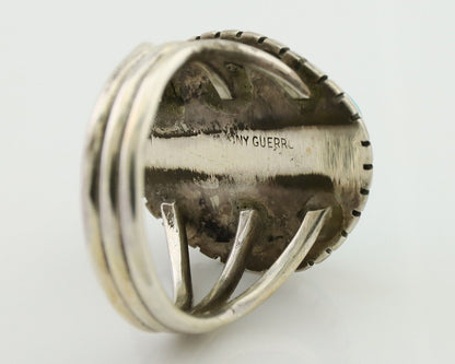 Navajo Ring 925 Silver Natural Blue Turquoise Signed Tony Guerro C.80's