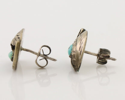 Navajo Earrings 925 Silver Natural Turquoise Native American Artist C.80's