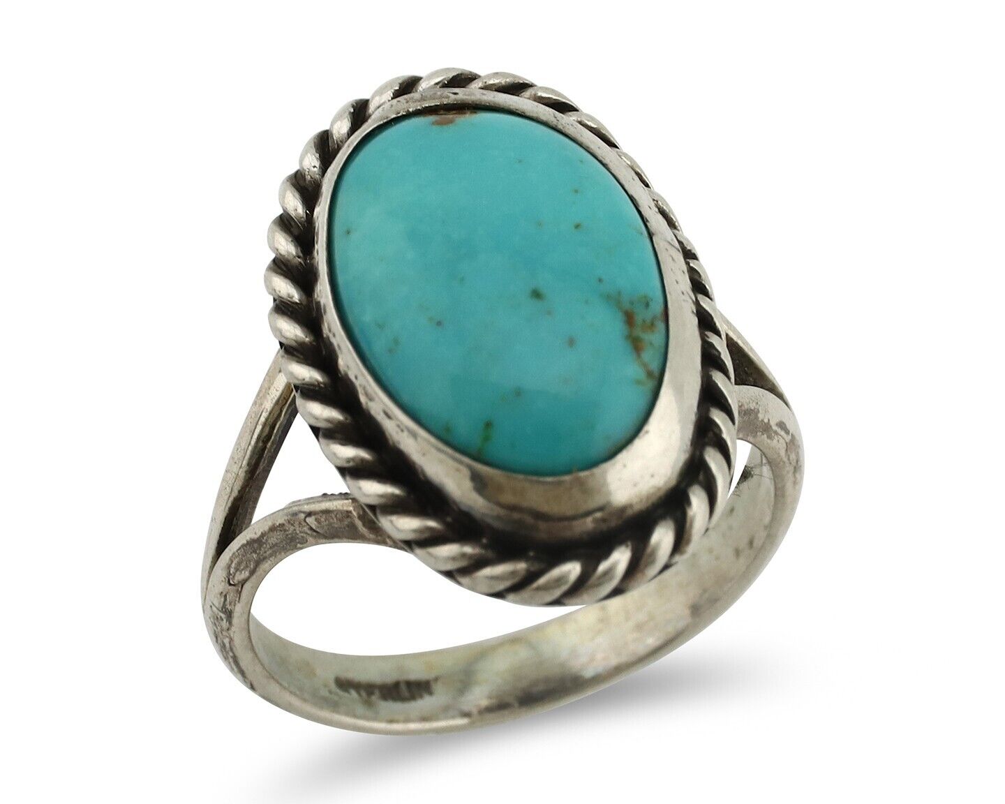 Navajo Ring 925 Silver Kingman Turquoise Native American Artist C.80's