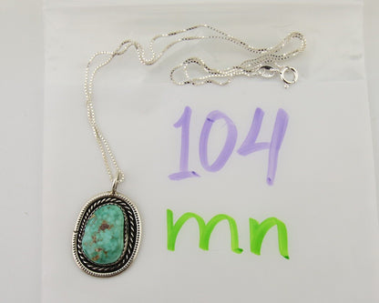 Navajo Necklace 925 Silver Natural Turquoise Native American Artist C.80's