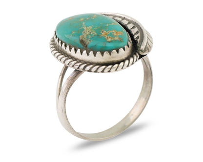 Navajo Handmade Ring 925 Silver Natural Turquoise Native American Artist C.80's