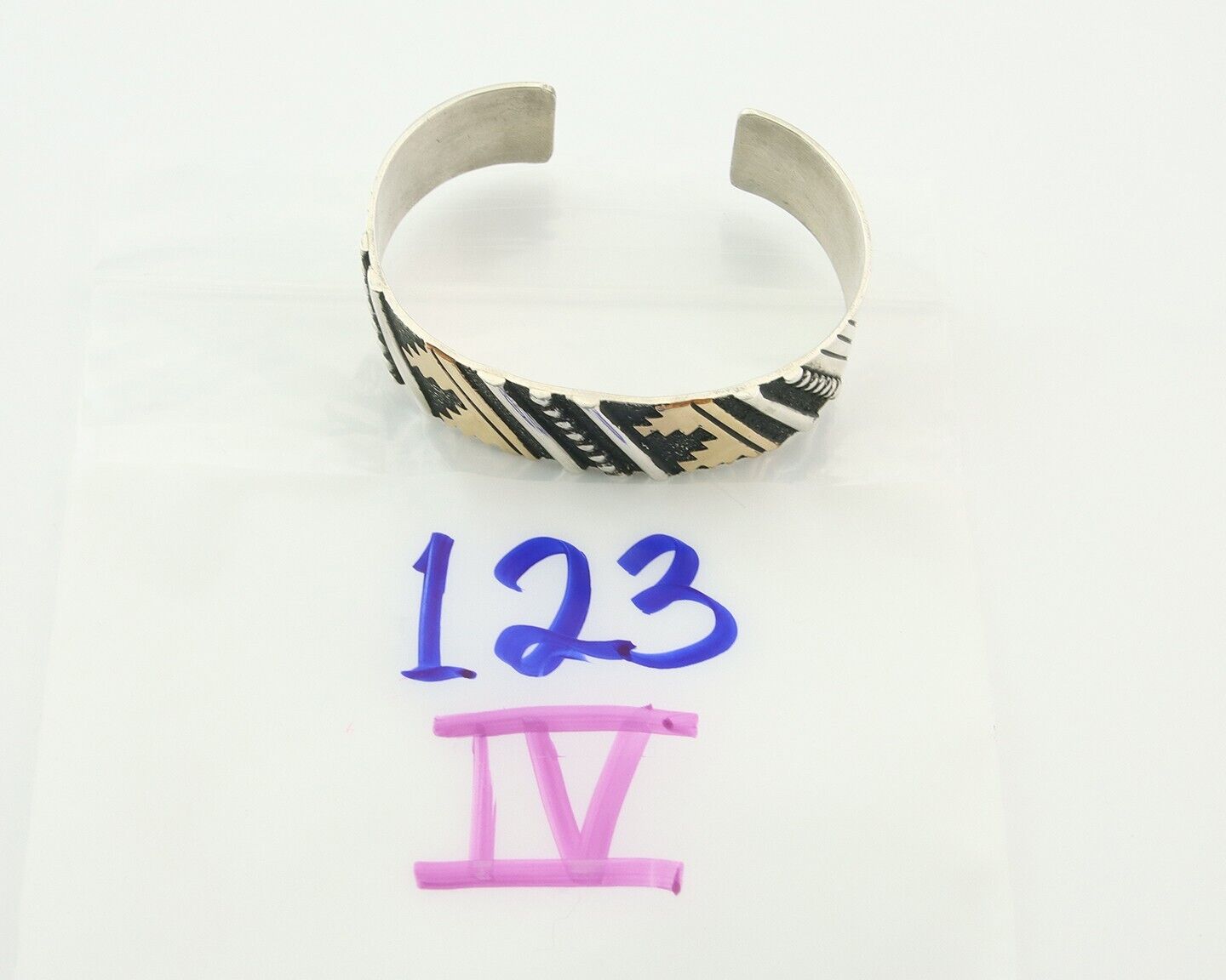 Navajo Bracelet Gold & 925 Silver Handmade 16 mm Wide Signed Thomas Singer C80s