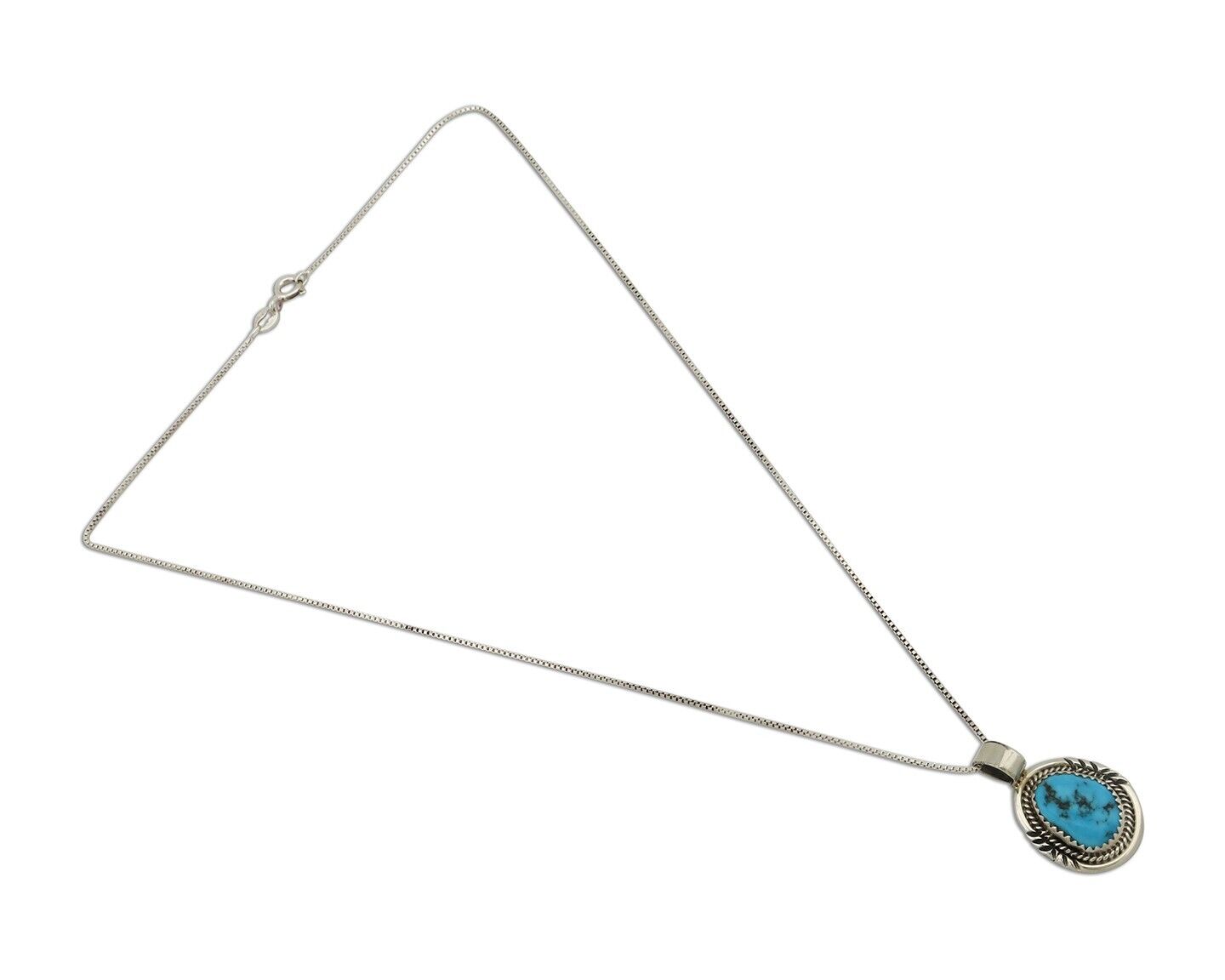 Navajo Necklace 925 Silver Sleeping Beauty Turquoise Signed Anna Begay C.80's