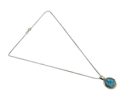 Navajo Necklace 925 Silver Sleeping Beauty Turquoise Signed Anna Begay C.80's