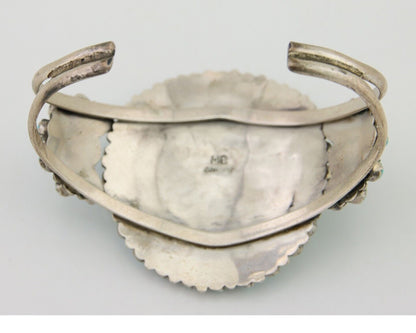 Navajo Bracelet 925 Silver Natural Blue Turquoise Signed Mathilda Benally C.80's