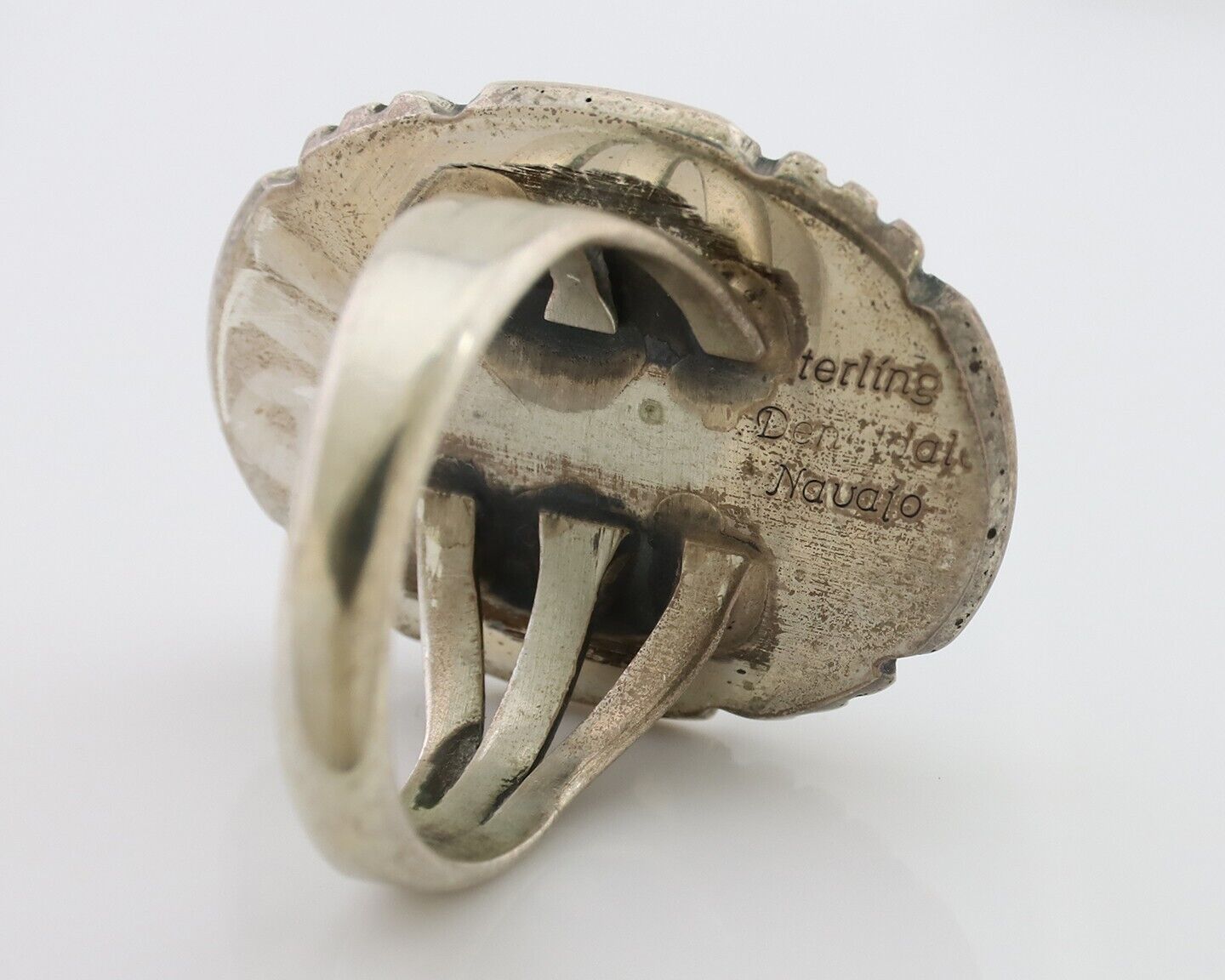 Navajo Ring 925 Silver Turquoise Signed William Denetdale Size 6.25 C.80's