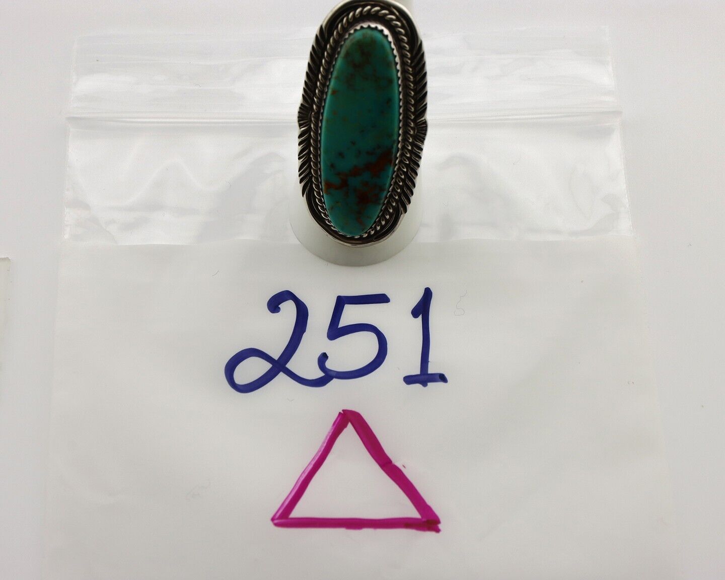 Navajo Ring 925 Silver Natural Mined Turquoise Artist Signed TALHAT C.80's
