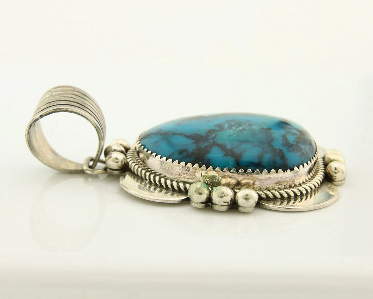 Navajo Pendant Sterling Silver Turquoise Vintage Signed Mark Yazzie