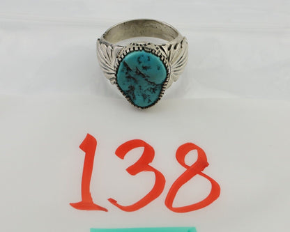 Navajo Ring 925 Silver Blue Sleeping Beauty Turquoise Artist Signed DK C.80's