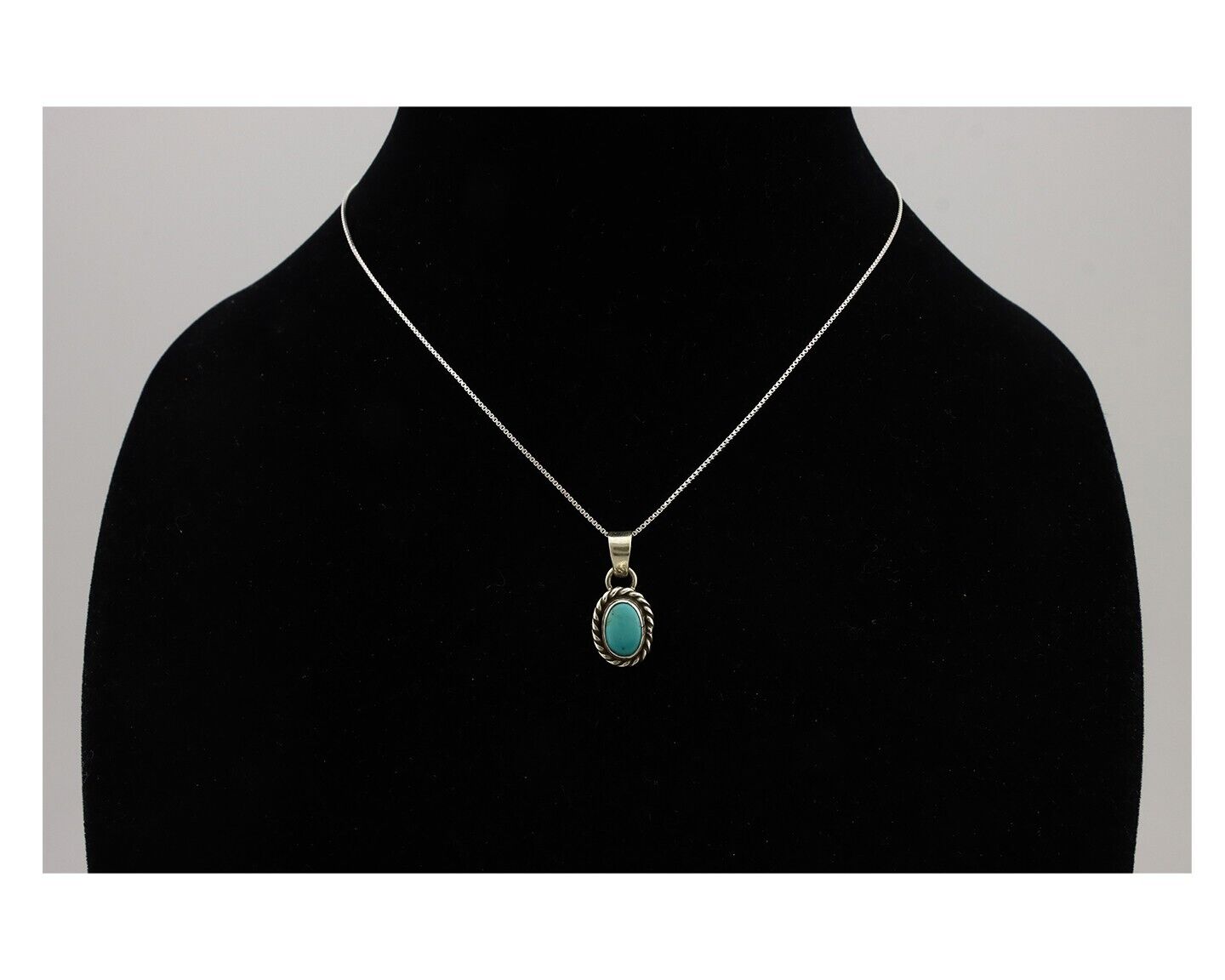 Navajo Necklace 925 Silver Natural Kingman Turquoise Native Artist C.2008