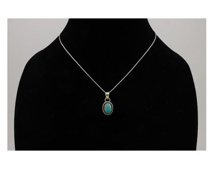 Navajo Necklace 925 Silver Natural Kingman Turquoise Native Artist C.2008