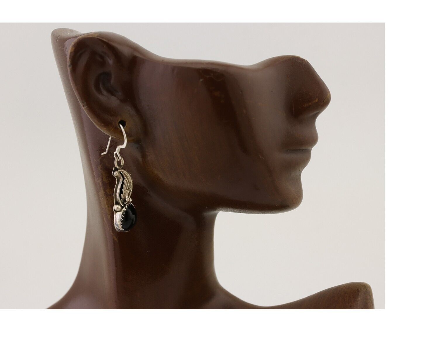 Navajo Dangle Earrings 925 Silver Black Onyx Native American Artist C.80's