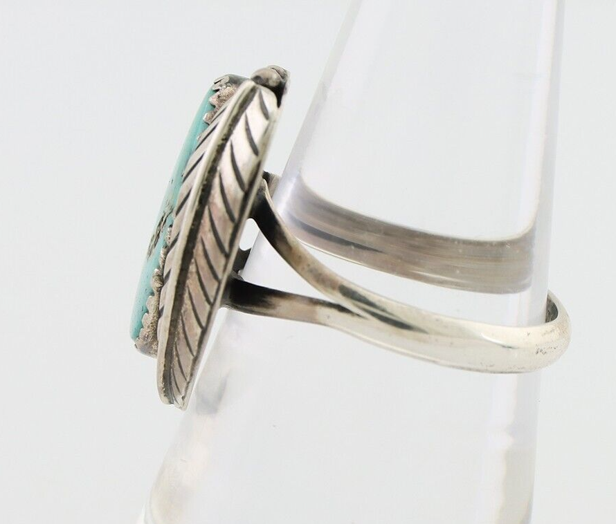 Navajo Handmade Ring 925 Silver Natural Turquoise Artist Signed IJC C.80's