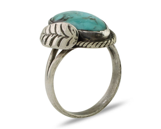 Navajo Handmade Ring 925 Silver Natural Turquoise Native American Artist C.80's
