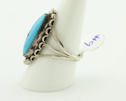 Navajo Ring .925 Silver Sleeping Beauty Turquoise Artist Signed SC C.80's