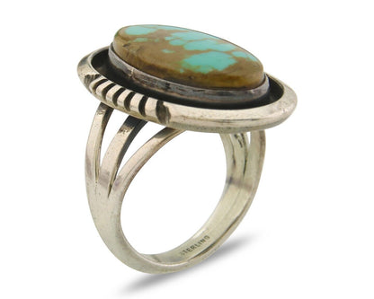 Navajo Ring 925 Sterling Natural Blue Turquoise Native Artist C.80's Size 5.25