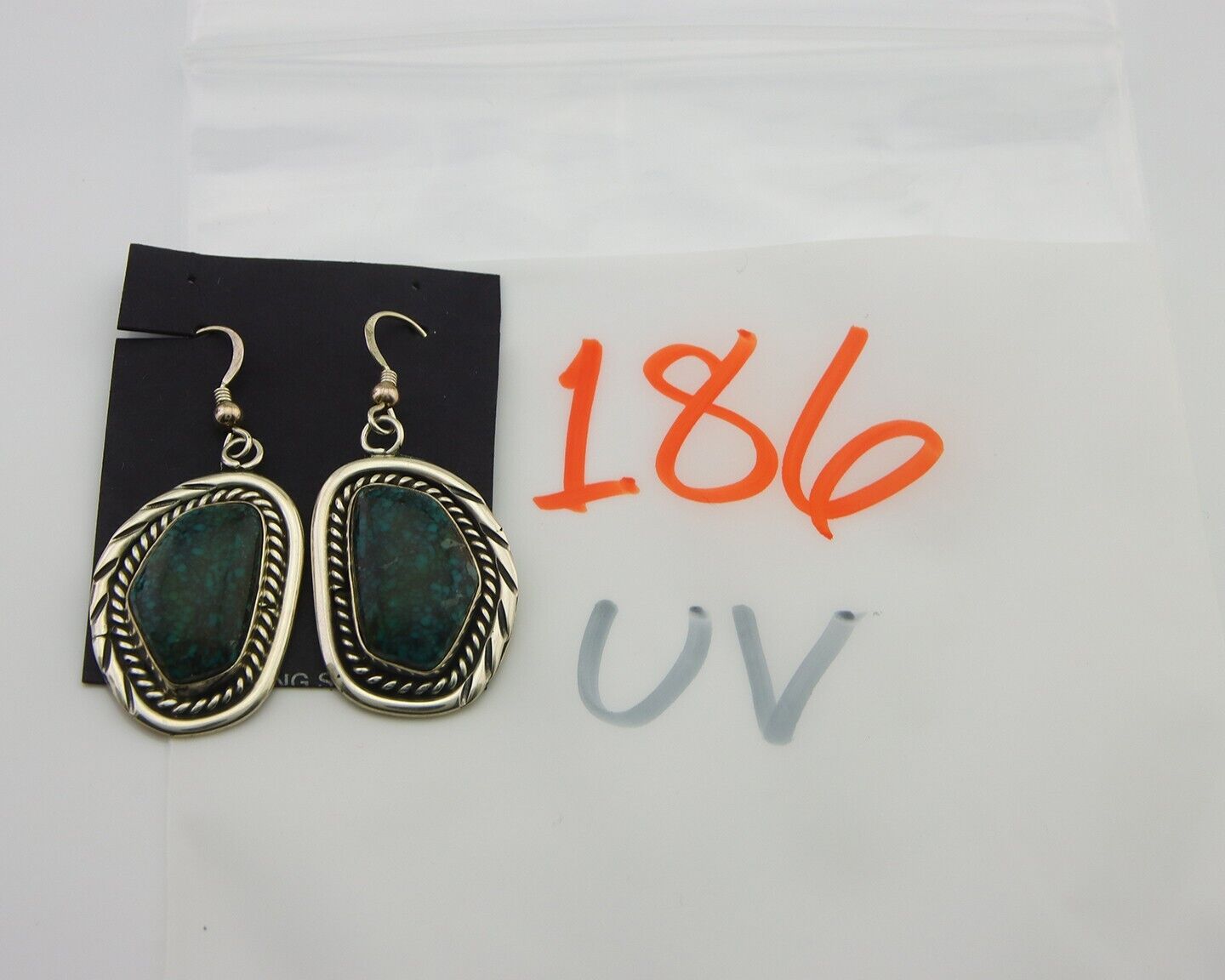 Navajo Earrings 925 Silver Natural Turquoise Artist Signed Sunwest C.80's