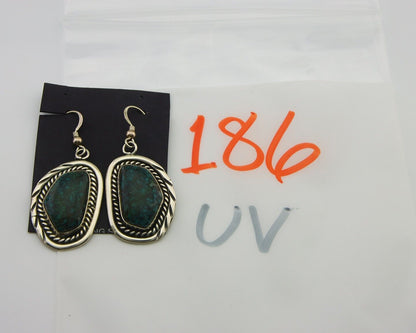Navajo Earrings 925 Silver Natural Turquoise Artist Signed Sunwest C.80's