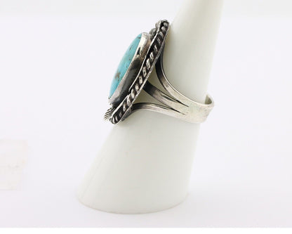 Navajo Ring 925 Silver Blue Turquoise Artist Signed DC C.80's