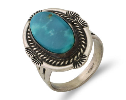 Navajo Ring 925 Silver Natural Turquoise Native American Artist C.80's