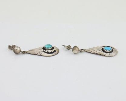 Navajo Earrings 925 Silver Blue Turquoise Native American Artist C.80's