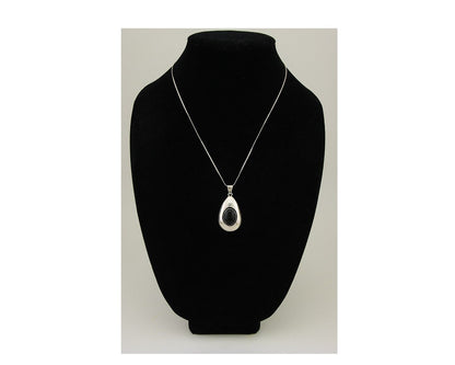 Navajo Necklace 925 Silver Natural Onyx Native Artist Signed M Montoya C.80's