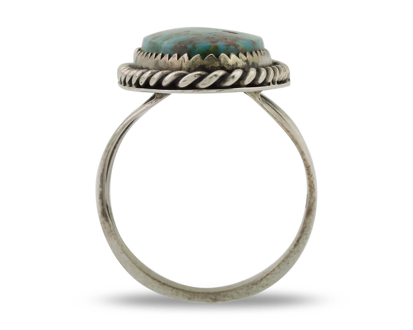 Navajo Ring 925 Silver Natural Turquoise Native American Artist C.80's