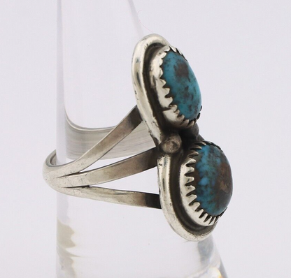Navajo Ring 925 Silver Natural Blue Turquoise Native American Artist C.80's