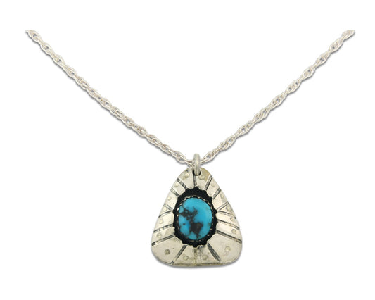 Navajo Sterling Silver Necklace Authentic Turquoise Vintage Handmade