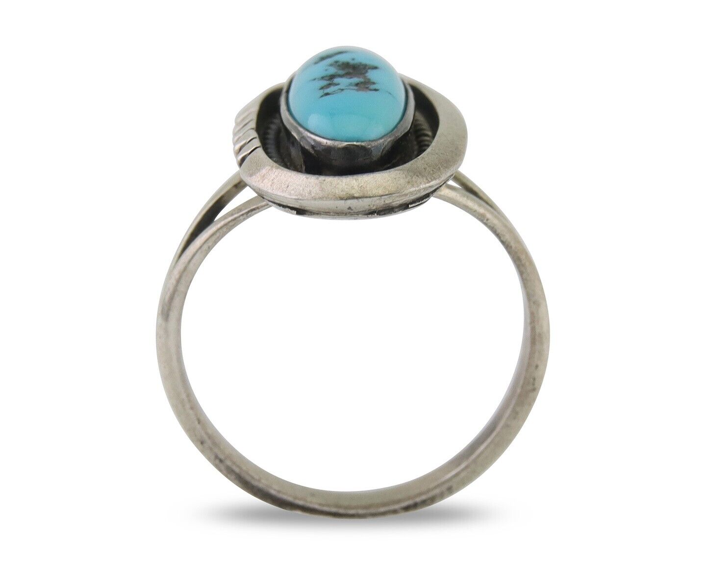 Navajo Ring 925 Silver Sleeping Beauty Turquoise Native American Artist C.80's