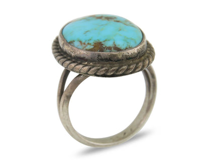 Navajo Handmade Ring 925 Silver Natural Turquoise Native Artist C.80's