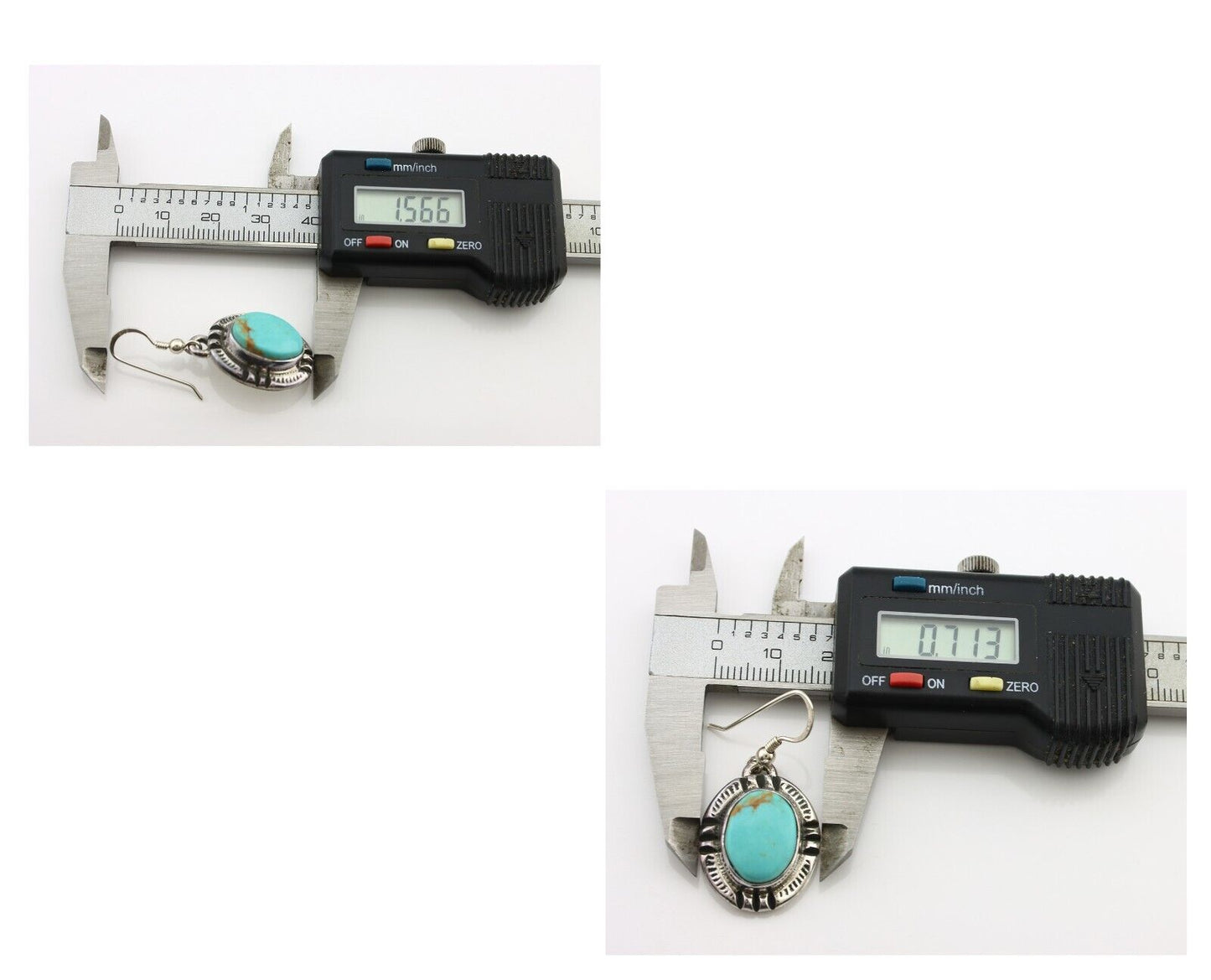 Navajo Handmade Earrings 925 Silver Natural Arizona Turquoise Signed Gecko C.80s