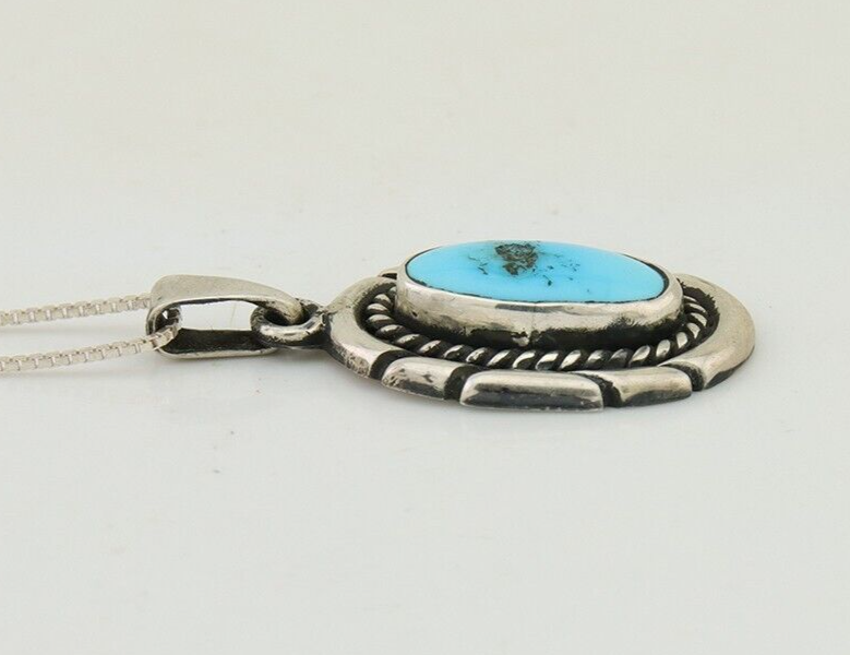 Navajo Necklace 925 Silver Natural Turquoise Artist M Montoya C.80's