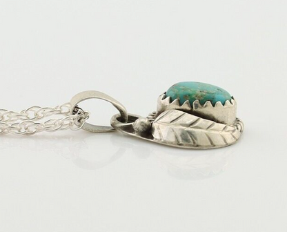 Navajo Pendant 925 Silver Natural Blue Turquoise Artist Native American C.80's