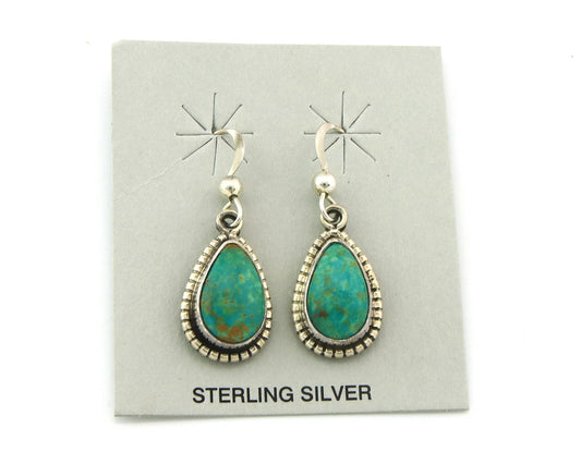 Navajo Earrings Sterling Silver Natural Turquoise Vintage Signed M