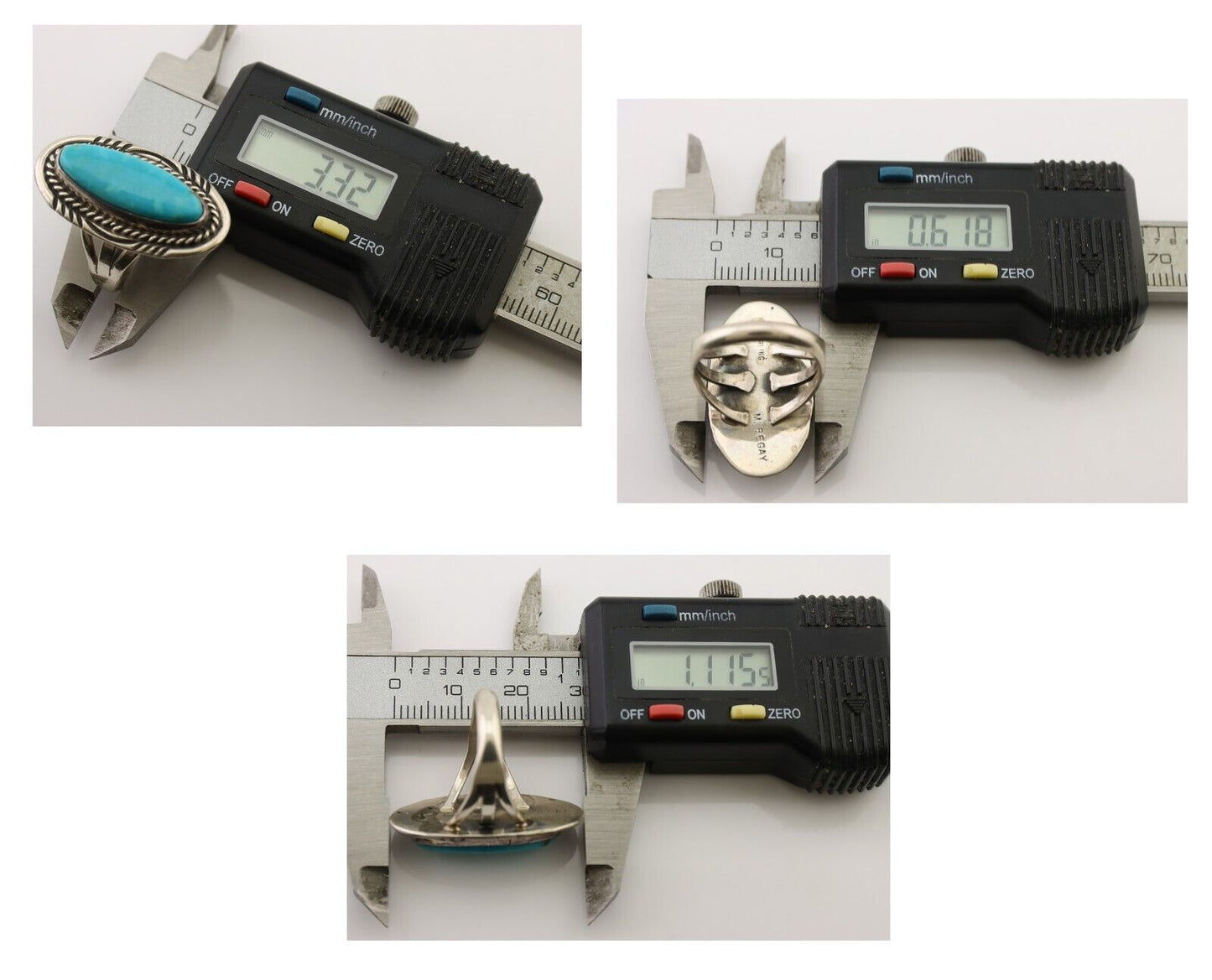 Navajo Ring 925 Silver Blue Turquoise Native Artist Signed M Begay C.80's
