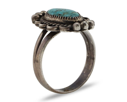 Navajo Ring 925 Silver Blue Turquoise Native American Artist C.80's