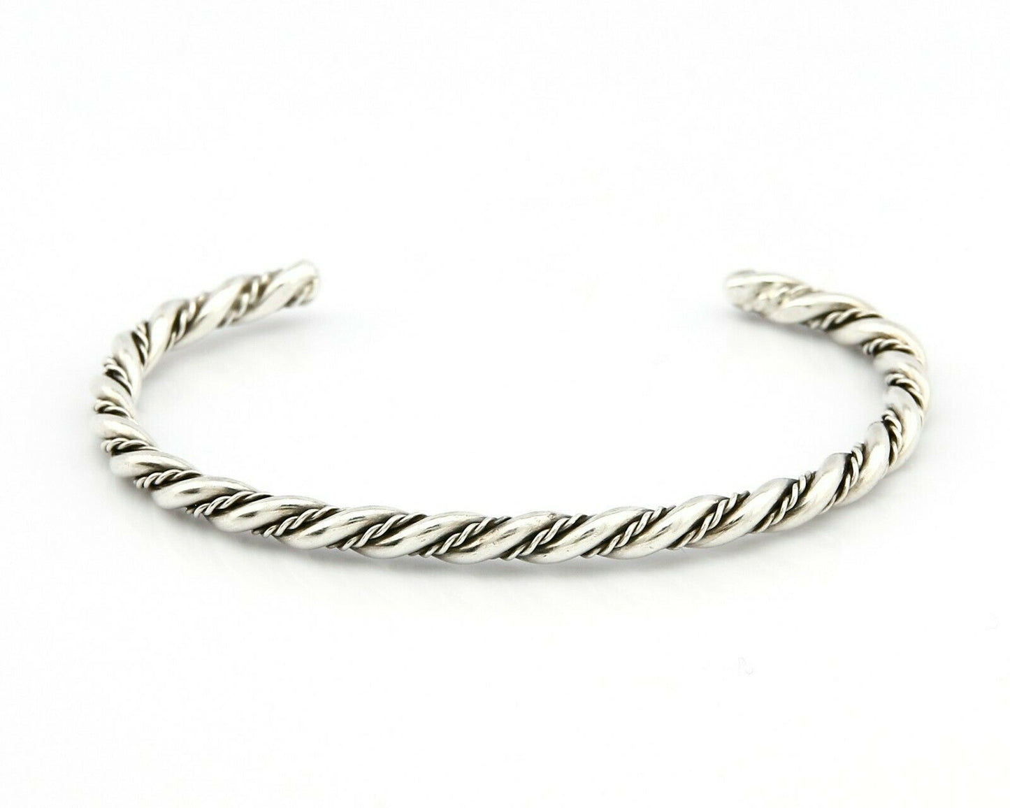 Navajo 4.0 mm Wide 925 Solid Sterling Silver Handmade Hand Stamped Cuff Bracelet